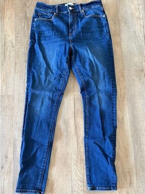 LOFT Blue Denim Jeans with Contrast Orange Stitching